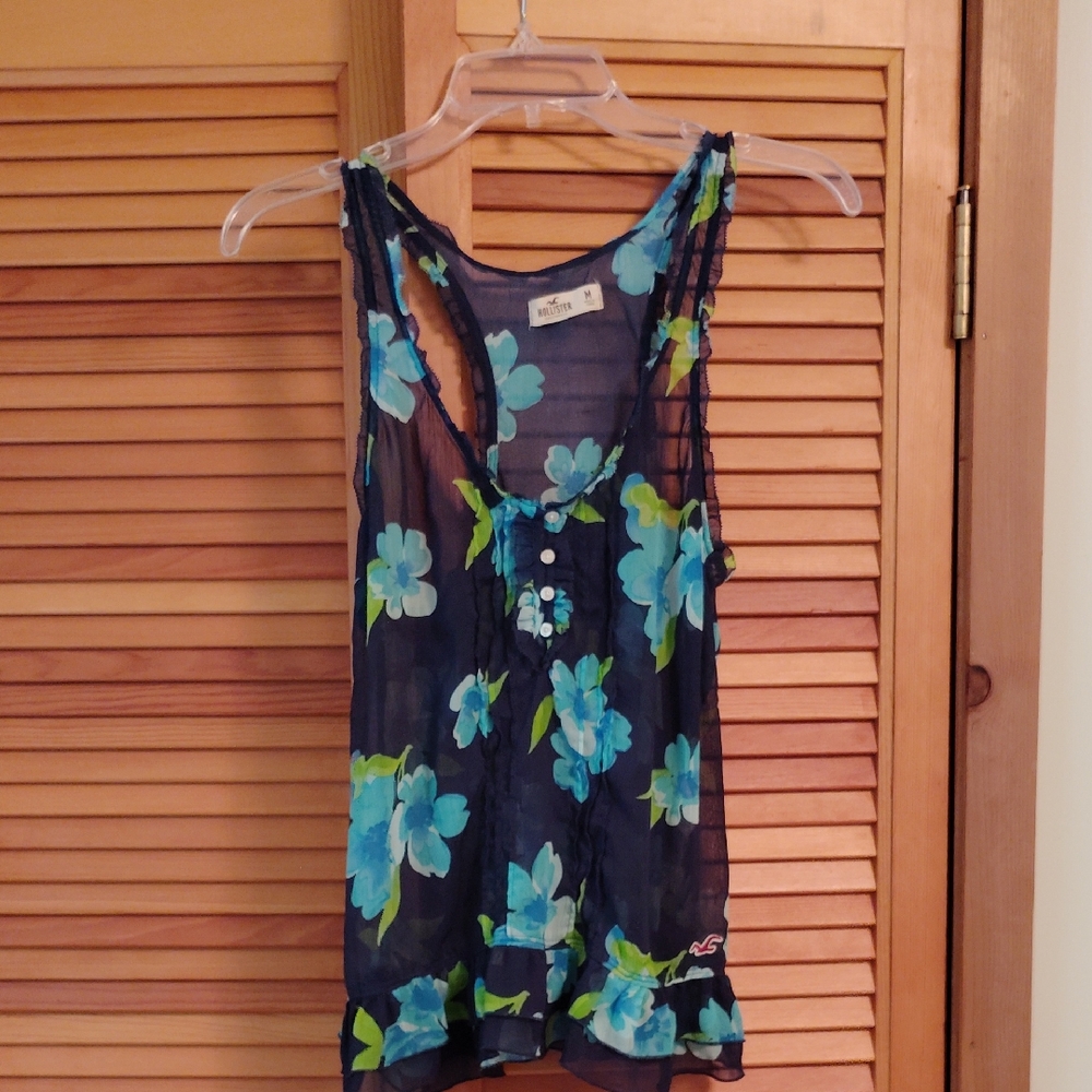 Hollister Blue Green Filmy Tank Top